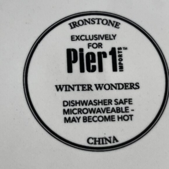 Pair of Pier 1 Winter Wonders Ironstone 9" Salad Plates Christmas Snowman Bird - Picture 4 of 8